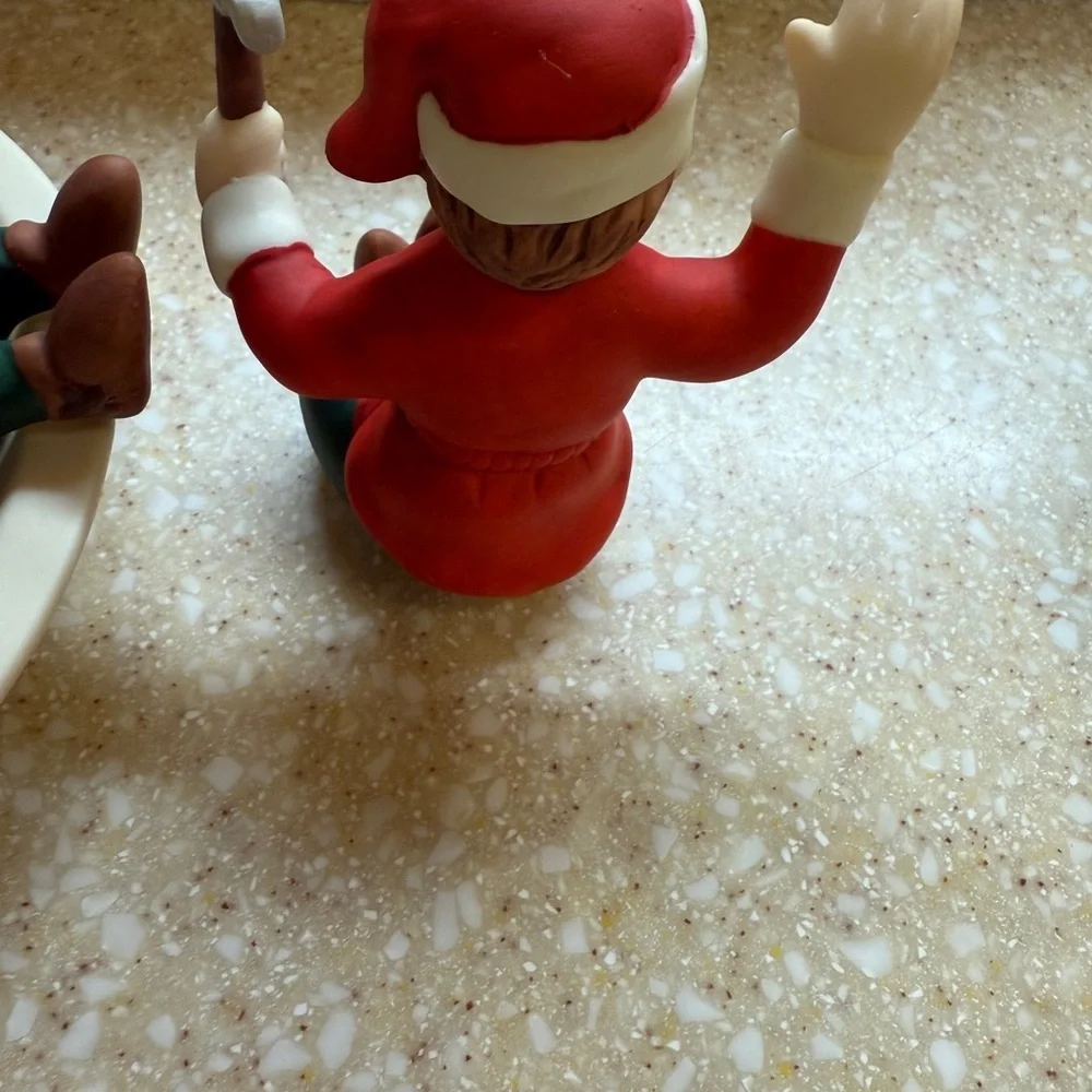Vintage 90’s Partylite Christmas Elf Tapered Candle Stick Holder Resting Elf